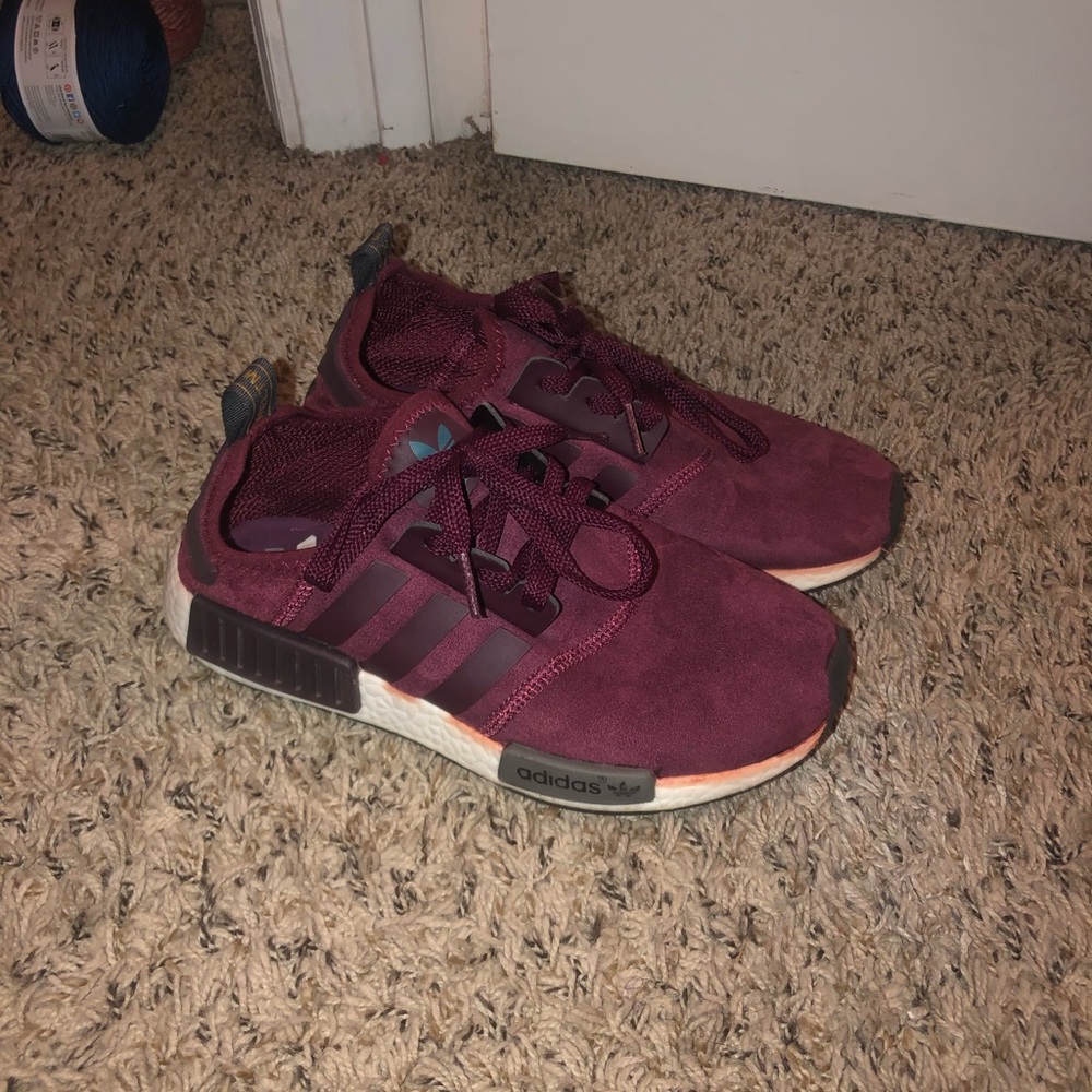 Maroon Adidas NMDs